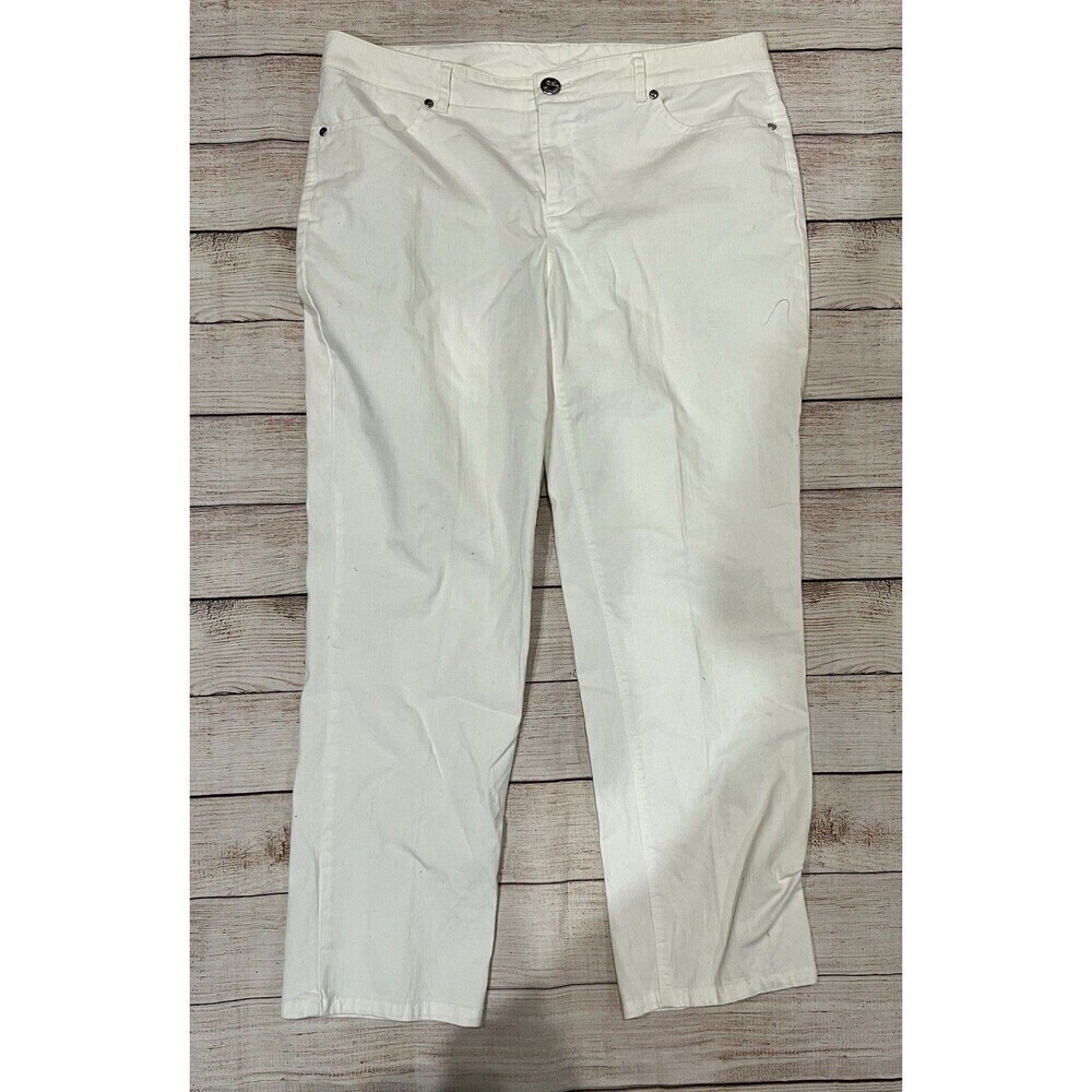 Style & Co. Women's Pant White Straight Ankle Crop Cotton Blend Size 10